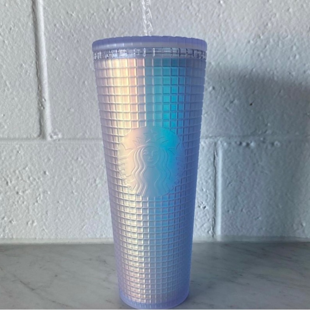 Spring 2022 Soft Touch White Frosted Pearl Grid Tumbler